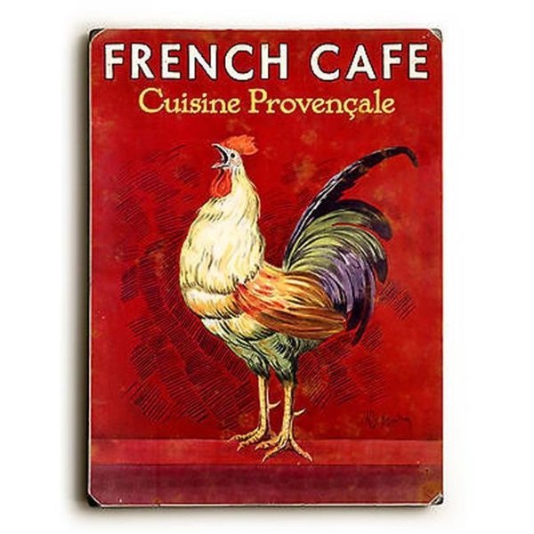 One Bella Casa One Bella Casa 0003-2057-25 9 x 12 in. French Caf Rooster Solid Wood Wall Decor by Posters Please 0003-2057-25